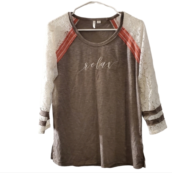 🔥SALE🔥 Active Womens Gray Multi."Relax" Longsleeve Shirt - Picture 1 of 9